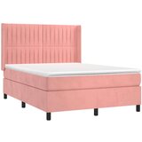  Box spring postelja z vzmetnico roza 140x190 cm žamet | Shoptok.si