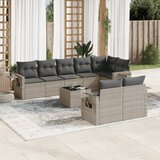 vidaXL 9-dijelni set vrtnih sofa od poliratana s jastucima svjetlosivi | shoptok.hr