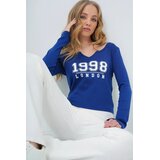 Trend Alacati Stili Ženska bluza dugih rukava Alc-X13588, V-izrez, Tamnoplava | Eponuda.com