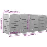  Lopa za 4 smetnjake 276,5x77,5x115,5 cm nerjaveče jeklo, (20753228) | Shoptok.si