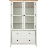 MID.YOU VITRINA, furnirano, masivno hrast, bor prozorno, naravne barve, bela | Shoptok.si