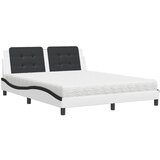 vidaXL Postelja z vzmetnico bela in črna 160x200 cm umetno usnje, (21112357) | Shoptok.si