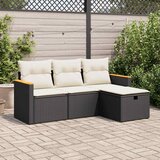 Maison Chic Seti vrtnega pohištva - Vrtna garnitura - Vrtni pohištvo set 4-delna z blazinami črna poli ratan, (21819440) | Shoptok.si