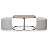  Komplet konferencijski stočić NILDO 90x45 cm + 2 tabureta braon/siva | Eponuda.com