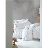 bijela posteljina od pamučnog satena s plahtom Perla White, 200 x 220 cm