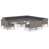  14-dijelna vrtna garnitura od poliratana s jastucima siva | shoptok.hr