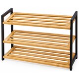  Drvena polica za obuću sa 3 nivoa, 68 x 25 x 66 cm, Braon-crna | Eponuda.com