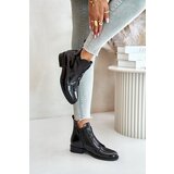 S. BARSKI Patent leather ankle boots with zipper insulated flat heel S.Barski black | Eponuda.ba