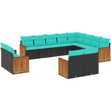 vidaXL 12-dijelni vrtni set s jastucima crni poliratan - Crna Bez stola 1 | shoptok.hr