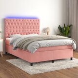  box spring s madracem LED ružičasti 140x190cm baršunasti | shoptok.hr