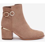 Boto Insulated Women's Ankle Boots with Gold Details on Heel Beige Dorisse | shoptok.hr