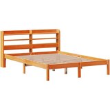 vidaXL Posteljni okvir z vzglavjem voščeno rjava 150x200 cm borovina | Shoptok.si