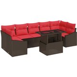 vidaXL Vrtna sedežna garnitura 8 pcs Rjava in rdeča poli ratan, (5000135311) | Shoptok.si