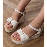 Gemre Beige women's sandals with decorative buckle Sarni | Shoptok.si