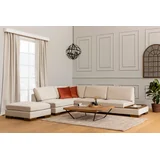 Tulip Kutna Lijeva Sa Tabureom Kutna Sofa, Krem