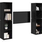 vidaXL Stenski TV kabinet s polico 4 pcs Črni hrast 37 x 37 x 72 cm | Shoptok.si