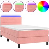 box spring s madracem LED ružičasti 100x200cm baršunasti | shoptok.hr