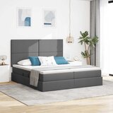  Krevet s LED trakama s pohranom Tamno siva 180 x 200 cm tkanina | shoptok.hr