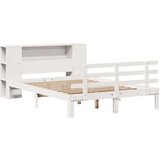  Knjižna postelja brez vzmetnice bela 120x200 cm trdna borovina | Shoptok.si