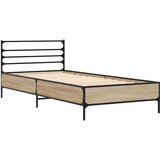  Okvir za krevet boja hrasta 75x190 cm konstruirano drvo i metal Smeđa 75 x 190 cm | shoptok.hr