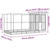  Ptičja kućica s nastavkom srebrna 416x203x216 cm čelična | shoptok.hr