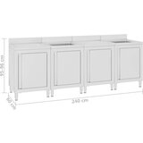  Komercijalni kuhinjski ormarić za sudoper 240x60x96 cm čelični | shoptok.hr