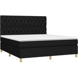  Box spring postelja z vzmetnico črna 160x200 cm blago, (20791640) | Shoptok.si