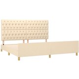  Posteljni okvir z vzglavjem krem 200x200 cm blago, (20905894) | Shoptok.si