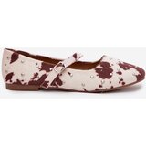 Boto Embellished Women's Ballerinas with Strap in White-Brown Olivisse | Shoptok.si