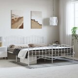 Metalni okvir kreveta uzglavlje i podnožje bijeli 193 x 203 cm u