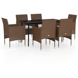  7-dijelni vrtni blagovaonski set s jastucima smeđe-crni | shoptok.hr
