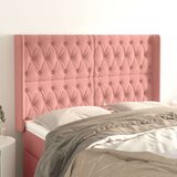  Uzglavlje s ušima ružičasto 163x16x118/128 cm baršunasto | shoptok.hr