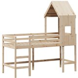  The Living Store Posteljni okvir z lestvijo in streho 80x200 cm borovina - Pograd, (21497396) | Shoptok.si
