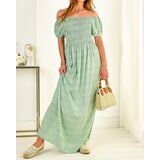 Resti Green women's patterned midi dress - Clothing Cene