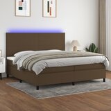 The Living Store Box spring postelja z vzmetnico LED temno rjava 200x200cm blago - Box Spring Postelja, (21517446) | Shoptok.si