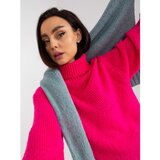 Fashion Hunters Fluo pink loose turtleneck sweater with wool | Shoptok.si