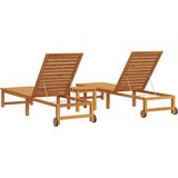  Ležaljka 3 pcs Smeđa Čvrsto drvo akacije | shoptok.hr