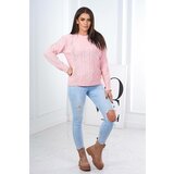 Kesi Sweater with braided weave powder pink Cene