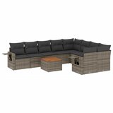 Maison Chic Seti vrtnega pohištva - Vrtna garnitura - Vrtni pohištvo set 10-delna z blazinami siv poli ratan, (21819034) | Shoptok.si