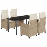  5-dijelni vrtni blagovaonski set od poliratana s jastucima bež Dužina stola 160 cm | Shoptok.si