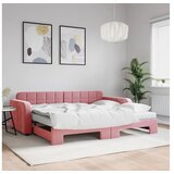 vidaXL Izvlečna dnevna postelja z vzmetnicami roza 90x200 cm Cene