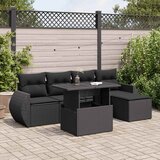 vidaXL 6-dijelni set vrtnih sofa s jastucima crni od poliratana | shoptok.hr