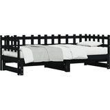  Dnevni ležaj na izvlačenje crni 2x (80x200) cm masivna borovina | shoptok.hr