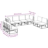 vidaXL Vrtna sedežna garnitura 8 pcs Črna 283 x 71.5 x 71 cm Aluminij | Shoptok.si