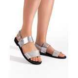 Shelvt Women's Silver Flat Sandals | Shoptok.si
