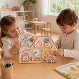 Ginger Home Crvena montesori aktivna tabla farma sa mlinom, lavirintom, satom i zupčanicima ( W12D824 ) | Eponuda.com