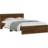 vidaXL Posteljni okvir z vzglavjem rjavi hrast 135x190 cm, (20954331) | Shoptok.si