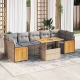 vidaXL 8-dijelni set vrtnih sofa od poliratana s jastucima bež bagrem | shoptok.hr