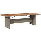  Vrtna miza z leseno akacijevo ploščo siva 240x90x75 cm PE ratan | Shoptok.si