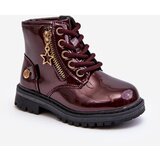 PE1 Burgundy Patent Leather Zip-Up Ankle Boots Felori | shoptok.hr
